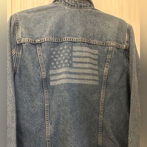 Old Navy denim jacket with faded stars and stripes. Size L . NWT